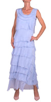 Siena Maxi Dress - Gigi Moda - Made in Italy # 100% Silk, Dress, Gigi Moda, Made in Italy, Maxi Dress, MOB DRESS, MOG DRESS, MOTHER OF GROOM DRESS, MOTHER OF THE BRIDE DRESS, one size, OS, Ruffle, ruffle dress, ruffled hem, RUFFLED DRESS, ruffles, Silk, Sleeveless, Tier Ruffle, tiered ruffle