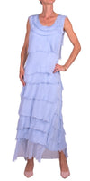 Siena Maxi Dress - Gigi Moda - Made in Italy # 100% Silk, Dress, Gigi Moda, Made in Italy, Maxi Dress, MOB DRESS, MOG DRESS, MOTHER OF GROOM DRESS, MOTHER OF THE BRIDE DRESS, one size, OS, Ruffle, ruffle dress, ruffled hem, RUFFLED DRESS, ruffles, Silk, Sleeveless, Tier Ruffle, tiered ruffle