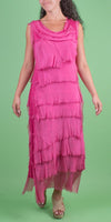 Siena Maxi Dress - Gigi Moda - Made in Italy # 100% Silk, Dress, Gigi Moda, Made in Italy, Maxi Dress, MOB DRESS, MOG DRESS, MOTHER OF GROOM DRESS, MOTHER OF THE BRIDE DRESS, one size, OS, Ruffle, ruffle dress, ruffled hem, RUFFLED DRESS, ruffles, Silk, Sleeveless, Tier Ruffle, tiered ruffle