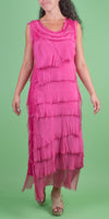 Siena Maxi Dress - Gigi Moda - Made in Italy # 100% Silk, Dress, Gigi Moda, Made in Italy, Maxi Dress, MOB DRESS, MOG DRESS, MOTHER OF GROOM DRESS, MOTHER OF THE BRIDE DRESS, one size, OS, Ruffle, ruffle dress, ruffled hem, RUFFLED DRESS, ruffles, Silk, Sleeveless, Tier Ruffle, tiered ruffle