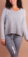 Emma Sweater - Gigi Moda - Made in Italy # Gigi Moda, Knit, knit sweater, Long Sleeve, made in italy, one size, Sweater, Top, V Neck