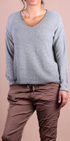 Emma Sweater - Gigi Moda - Made in Italy # Gigi Moda, Knit, knit sweater, Long Sleeve, made in italy, one size, Sweater, Top, V Neck