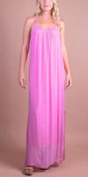 Venus Silk Dress - Gigi Moda - Made in Italy # 100% Silk, Dress, Gigi Moda, Made in Italy, Maxi Dress, OS, resort, resort wear, Silk, Sleeveless, Spaghetti Strap, washable