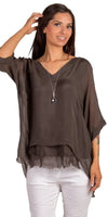 Diana Top - Gigi Moda - Made in Italy # 100% Silk, Blouse, free shipping, Gigi Moda, italian top, Made in Italy, OS, resort, resort wear, Silk, Top, washable
