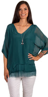 Diana Top - Gigi Moda - Made in Italy # 100% Silk, Blouse, free shipping, Gigi Moda, italian top, Made in Italy, OS, resort, resort wear, Silk, Top, washable