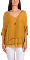 Diana Top - Gigi Moda - Made in Italy # 100% Silk, Blouse, free shipping, Gigi Moda, italian top, Made in Italy, OS, resort, resort wear, Silk, Top, washable