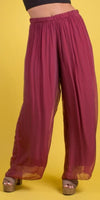 Angelo Silk Pant - Gigi Moda - Made in Italy # 100% Silk, bohemian, comfortable, Double Layer, Elastic Waist Palazzo, free shipping, Gigi Moda, Made in Italy, one size, palazzo, Pant, shop gigi moda, Silk, viscose