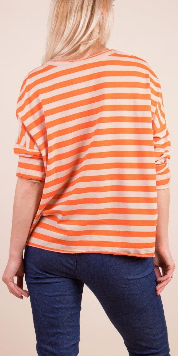 Bellissima Sweater - Shop Gigi Moda - Made in Italy # casual sweater, Embroidered, Gigi Moda, Italian Sweater, knit sweater, Made in Italy, striped, striped top, stripes, Sweater, V Neck