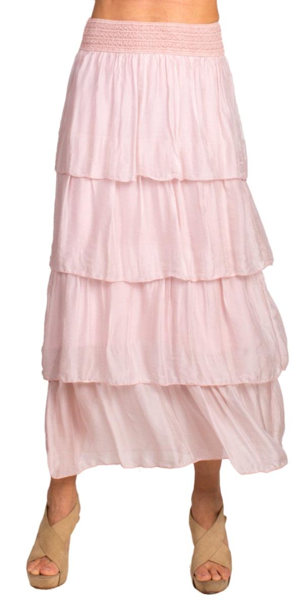 Carrie Ruffled Skirt - Shop Gigi Moda - Made in Italy # 100% Silk, Gigi Moda, Made in Italy, Maxi Skirt, Ruffle, Ruffled Skirt, Silk, Skirt, Tier Ruffle