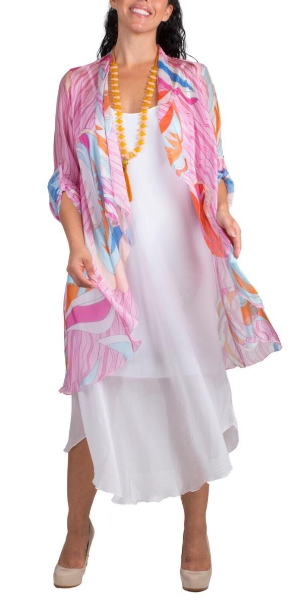 Portici Abstract Silk Cardigan