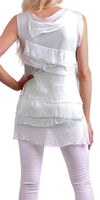 Siena Sleeveless Top - Gigi Moda - Made in Italy # Blouse, Gigi Moda, Made in Italy, one size, OS, Ruffle, Silk, Sleeveless, Top