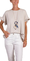 Tesorina Cotton Top - Gigi Moda - Made in Italy # 100% Cotton, Cotton, Gigi Moda, Made in Italy, one size, ruffled sleeves, shirt, spring, summer, Top