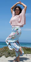 Giulana Pink Morning Glory Capri Pants