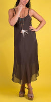 Miele Midi Dress - Gigi Moda - Made in Italy # adjustable straps, Dress, Gigi Moda, Made in Italy, midi dress, OS, resort, resort wear, Silk, Sleeveless, Spaghetti Strap, washable