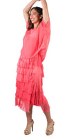 Siena Scoop Neck Maxi Dress - Gigi Moda - Made in Italy # Dress, Gigi Moda, Made in Italy, Maxi Dress, one size, OS, ruffles, Scoop Neck, short sleeve, short sleeve dress, Silk