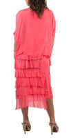 Siena Scoop Neck Maxi Dress - Gigi Moda - Made in Italy # Dress, Gigi Moda, Made in Italy, Maxi Dress, one size, OS, ruffles, Scoop Neck, short sleeve, short sleeve dress, Silk