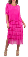 Siena Scoop Neck Maxi Dress - Shop Gigi Moda - Made in Italy # Dress, Gigi Moda, Made in Italy, Maxi Dress, one size, OS, ruffles, Scoop Neck, short sleeve, short sleeve dress, Silk