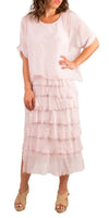 Siena Scoop Neck Maxi Dress - Gigi Moda - Made in Italy # Dress, Gigi Moda, Made in Italy, Maxi Dress, one size, OS, ruffles, Scoop Neck, short sleeve, short sleeve dress, Silk