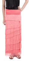 Siena Maxi Skirt - Gigi Moda - Made in Italy # 8601, Free Shipping, Gigi Moda, Made in Italy, OS, Ruffle, Silk