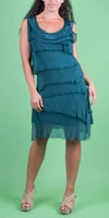 Siena Sleeveless Dress - Gigi Moda - Made in Italy # 100% Silk, ASSYMETRICAL RUFFLE DRESS, Dress, Gigi Moda, Made in Italy, MOB DRESS, MOD, MOG, MOG DRESS, MOTHER OF GROOM DRESS, MOTHER OF THE BRIDE DRESS, one size, OS, RUFFLE DRESS ITALY, RUFFLED DRESS, ruffles, RUFFLES DRESS, Silk, Sleeveless, SLEEVELESS DRESS, TIERED RUFFLED DRESS