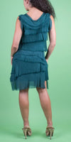 Siena Sleeveless Dress - Gigi Moda - Made in Italy # 100% Silk, ASSYMETRICAL RUFFLE DRESS, Dress, Gigi Moda, Made in Italy, MOB DRESS, MOD, MOG, MOG DRESS, MOTHER OF GROOM DRESS, MOTHER OF THE BRIDE DRESS, one size, OS, RUFFLE DRESS ITALY, RUFFLED DRESS, ruffles, RUFFLES DRESS, Silk, Sleeveless, SLEEVELESS DRESS, TIERED RUFFLED DRESS