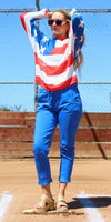 Daria Batwing Sweater with Americana Print