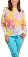 Daria Batwing Sweater with Flower Print - Shop Gigi Moda - Made in Italy # batwing, Blouse, comfortable, comfortable fit, Cozy, floral, floral design, floral pattern, Floral Print, Gigi Moda, Italian Clothing, italian top, Long Sleeve, Made in Italy, one size, Sleeves, Sweater, Top, washable, womens clothing, Womens Tops