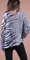 Daria Batwing Sweater with Savanna Print