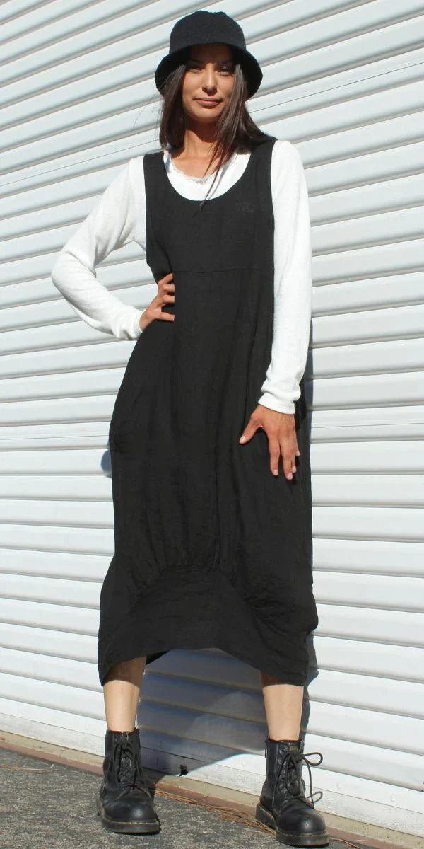 Women's Linen Midi Dress | Sleeveless Below-the-Knee Dress Made in Italy - Gigi Moda Women's Linen Midi Dress | Sleeveless Below-the-Knee Dress Made in Italy - Gigi Moda