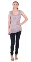 Siena Sleeveless Top - Gigi Moda - Made in Italy # Blouse, Gigi Moda, Made in Italy, one size, OS, Ruffle, Silk, Sleeveless, Top