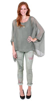 Seta Cara Kaftan - Gigi Moda - Made in Italy # 100% Silk, Blouse, Kaftan, Made in Italy, OS, resort, resort wear, Silk