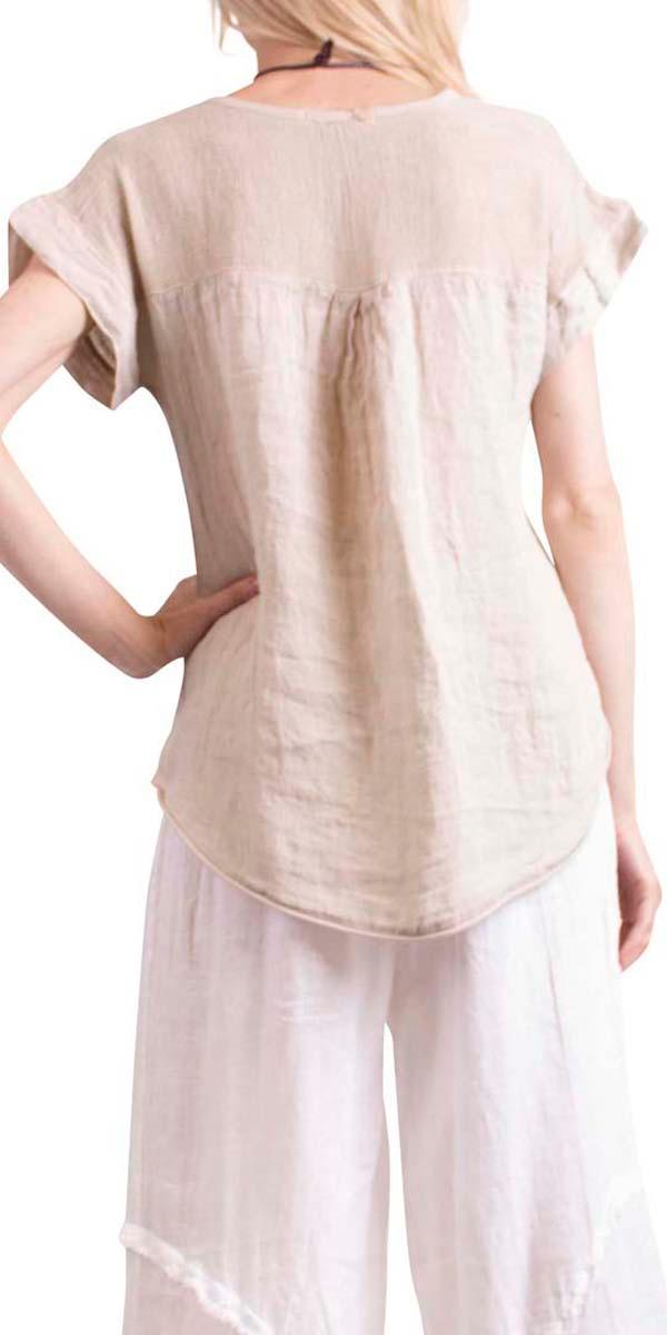 Genoa High Low Top - Shop Gigi Moda - Made in Italy # Blouse, Cotton, free shipping, Linen, Made in Italy, one size, spring, summer, Top