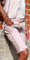 Perno Bermuda Shorts - Shop Gigi Moda - Made in Italy # bermuda shorts, cuffed shorts, drawstring, drawstring shorts, Gigi Moda, Made in Italy, one size, OS, Pockets, shorts, side pockets, Silver Stud, spring, studded, studs