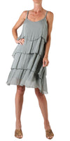 Amabile Ruffled Dress - Shop Gigi Moda - Made in Italy # adjustable straps, Dress, Gigi Moda, italian silk, made in italy, one size, ruffle, silk, silk dress, tiered ruffle