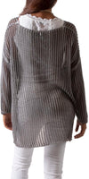 Taranto Knit Mesh Sweater - Shop Gigi Moda - Made in Italy # Comfortable fit, Cover Up, Gigi Moda, Knit, knit blouse, knit sweater, Long Sleeve, long sleeves, made in italy, mesh, mesh sweater, Sweater, V-Neck, v-neck top, Womens Clothing, Womens Tops