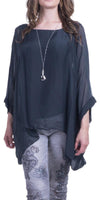 Seta Cara Kaftan - Gigi Moda - Made in Italy # 100% Silk, Blouse, Kaftan, Made in Italy, OS, resort, resort wear, Silk