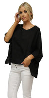 Lucy Blouse - Gigi Moda - Made in Italy # 100% Linen, Blouse, casual, free shipping, Gigi Moda, Kaftan, Linen, Made in Italy, OS, resort wear, spring, summer