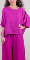 Lucy Blouse - Gigi Moda - Made in Italy # 100% Linen, Blouse, casual, free shipping, Gigi Moda, Kaftan, Linen, Made in Italy, OS, resort wear, spring, summer