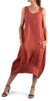 Luna Dress - Gigi Moda - Made in Italy # 100% Linen, Dress, Gigi Moda, Linen, Made in Italy, OS, Pockets, Sleeveless