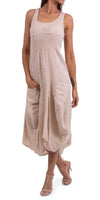 Rosalia Dress - Gigi Moda - Made in Italy # 100% Linen, Dress, free shipping, Gigi Moda, italian dress, Linen, linen dress, Long, Made in Italy, one size, OS, resort, resort wear, Sleeveless, washable