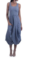 Rosalia Dress - Gigi Moda - Made in Italy # 100% Linen, Dress, free shipping, Gigi Moda, italian dress, Linen, linen dress, Long, Made in Italy, one size, OS, resort, resort wear, Sleeveless, washable
