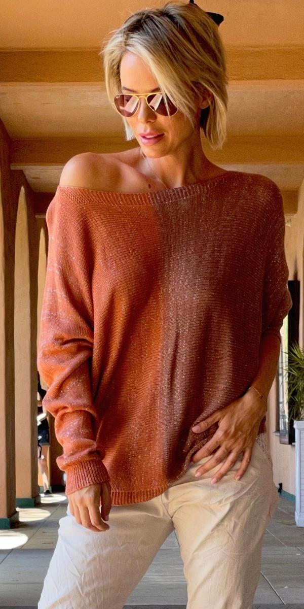 Argento Dual-Toned Sweater - Shop Gigi Moda - Made in Italy # Boatneck, fall, Gigi Moda, gigi moda. made in italy, glitter, knit, metallic, shop gigi moda, sweater, zipper