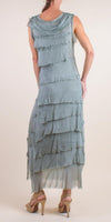 Siena Maxi Dress - Gigi Moda - Made in Italy # 100% Silk, Dress, Gigi Moda, Made in Italy, Maxi Dress, MOB DRESS, MOG DRESS, MOTHER OF GROOM DRESS, MOTHER OF THE BRIDE DRESS, one size, OS, Ruffle, ruffle dress, ruffled hem, RUFFLED DRESS, ruffles, Silk, Sleeveless, Tier Ruffle, tiered ruffle