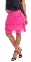Siena Short Skirt - Gigi Moda - Made in Italy # 100% Silk, Made in Italy, OS, Ruffle, Silk, Skirt