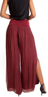 Jasmin Slit Pant - Gigi Moda - Made in Italy # fall, free shipping, Made in Italy, OS, resort, resort wear, Silk, Slit, spring, summer, winter