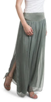 Jasmin Slit Pant - Gigi Moda - Made in Italy # fall, free shipping, Made in Italy, OS, resort, resort wear, Silk, Slit, spring, summer, winter