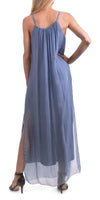 Venus Silk Dress - Gigi Moda - Made in Italy # 100% Silk, Dress, Gigi Moda, Made in Italy, Maxi Dress, OS, resort, resort wear, Silk, Sleeveless, Spaghetti Strap, washable