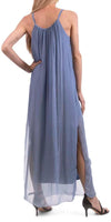 Venus Silk Dress - Gigi Moda - Made in Italy # 100% Silk, Dress, Gigi Moda, Made in Italy, Maxi Dress, OS, resort, resort wear, Silk, Sleeveless, Spaghetti Strap, washable