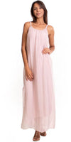 Venus Silk Dress - Gigi Moda - Made in Italy # 100% Silk, Dress, Gigi Moda, Made in Italy, Maxi Dress, OS, resort, resort wear, Silk, Sleeveless, Spaghetti Strap, washable