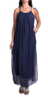 Venus Silk Dress - Gigi Moda - Made in Italy # 100% Silk, Dress, Gigi Moda, Made in Italy, Maxi Dress, OS, resort, resort wear, Silk, Sleeveless, Spaghetti Strap, washable